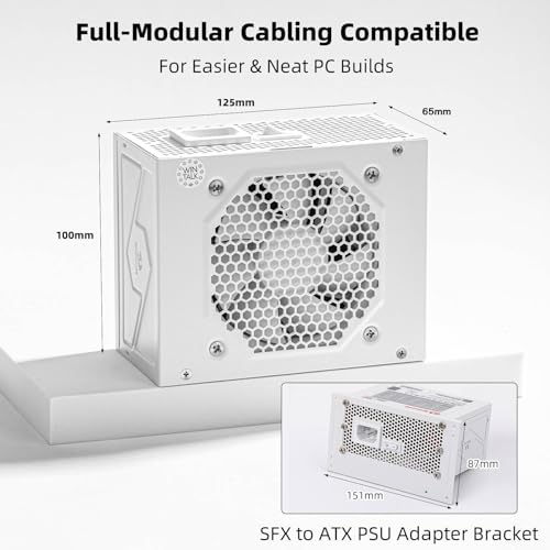 Image of Redragon PSU015 80+ Platium 750 Watt SFX Fully Modular Power Supply, 80 Plus Certified, 100% Japanese Capacitors & Low Noise Smart-ECO 0 RPM Fan, Full Mod Cables w /ATX Compatible Panel, White
