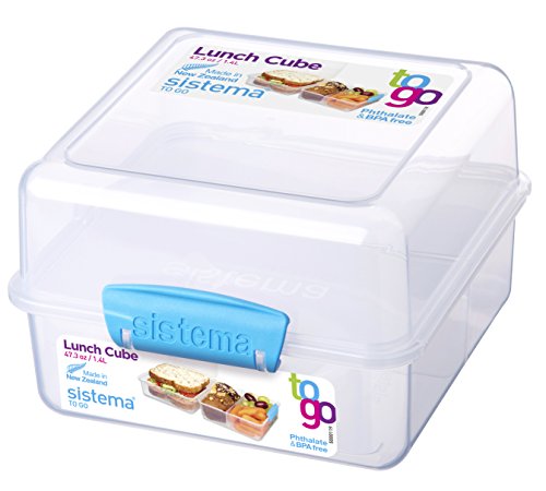 Sistema Lunchbox to Go 1,4 l in transparant/blauw, plastic, 14,5 x 15 x 9,6 cm