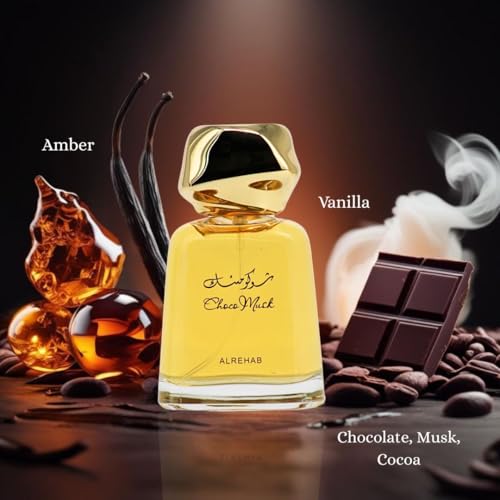 Image of Al-Rehab Choco Musk Eau de Parfum for Women & Men - 100ml (3.4 oz) | Warm Spicy Gourmand Perfume with Chocolate, Vanilla & Amber | Sweet, Musky & Addictive | Long-Lasting Arabian Cocoa Fragrance