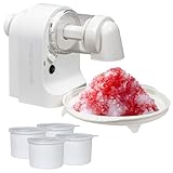 Electric Snow Cone Machine, Electric Ice Crusher with Blade Guard Protection and No-Hand Crank Design, Portable Snowcone Maker for Home, Kids Party, Outdoor, Easy to DIY, White