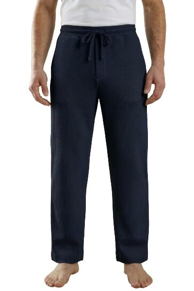 Men’s Stretchable Rib Texture Pyjama Pant Elastic Waist Daily Wear Track Trouser, Black, Drawstring Waist, Relaxed Fit-picture-12