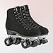 NVGSHO Adult Roller Skates Men, Microfiber Material Double Row 4 Wheels Design Suede Skate Shoes for Women,Black,US/11