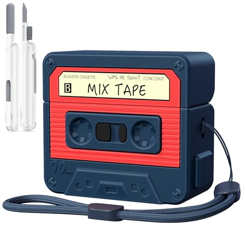 Image of KOREDA Compatible with AirPods 4 Case Cover, Funny Cassette Tape Design Case for Airpods 4th Generation 2024, Cute Cartoon Fashion Silicone Protective Case for Women Men (Blue)