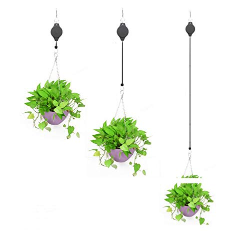 Poulie Rétractable Pour Plantes Suspendues - 2 Pièces - Longueur Max 90 Cm, Charge 15 Kg - Pour Balcon, Intérieur, Extérieur