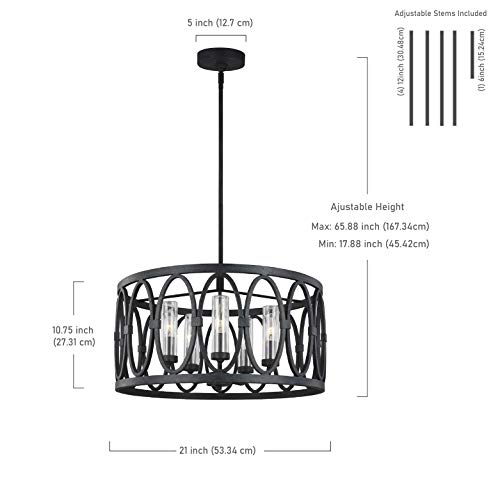 Feiss Olf3222-5Dwz Patrice Drum Outdoor Chandelier Lighting, 5-Light, 300 Watts, Dark Weathered Zinc (21" D X 11"H) #TOP2