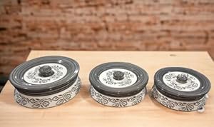 Grey Color high Grade Ceramic Handi Bowl Donga Small (600 ml) Medium (900 ml) Large (1250 ml) for Serving and Storage of Dahi biryani etc Pack of 3