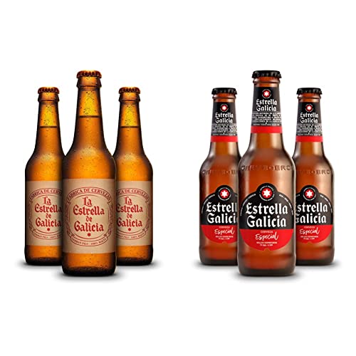 La Estrella de Galicia Cerveza - Pack de 24 botellas x 330 ml - Total: 7.92L + Cerveza 4 packs x 6 unidades 25cl