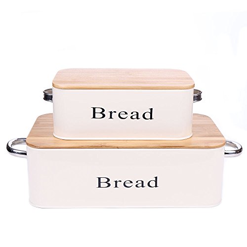 Cream Vintage X559 Set of 2 Metal Kitchen Storage Tin Canister Bread box/container/Bin/Home
