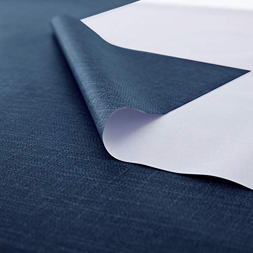 Image of NLMUVW Navy Blue Vinyl Tablecloth, Heavy Duty PVC Table Cloth 100% Waterproof Oil Proof Wipe Clean Table Cover for Kitchen Dining Picnic, 54 x 78 inch