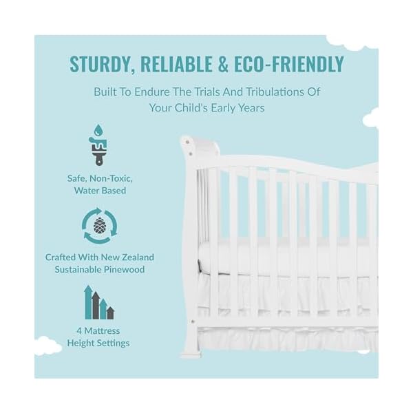 Violet 7 in 1 convertible life style crib in white greenguard gold certified 4 mattress height settings made of sustainable new zealand pinewood  urban country home decor