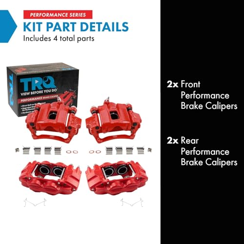 Image of TRQ Performance Front and Rear Brake Caliper Set Caliper Brackets Hardware Compatible with 10-13 Lexus GX460 14-22 GX460 with 12mm Mounting Holes 10-14 Toyota 4Runner