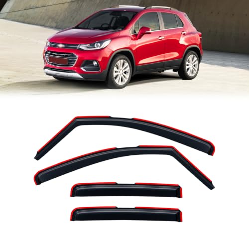 Image of in-Channel Rain Guards for Chevy Trax 2014-2022 & 2013-2022 Buick Encore, Window Visor Shields Vent Deflector Shade Wind Dark Smoke 2015 2016 2017 2018 2019 2020 2021, Tape-On Inside-Mount, 4PCS