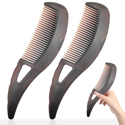2Pcs Dandruff Comb Removes Dandruff and Dirt for Women and Men Massage Comb Protect Scalp Hollow Design Clean up Oily Hair (Dark Brown)