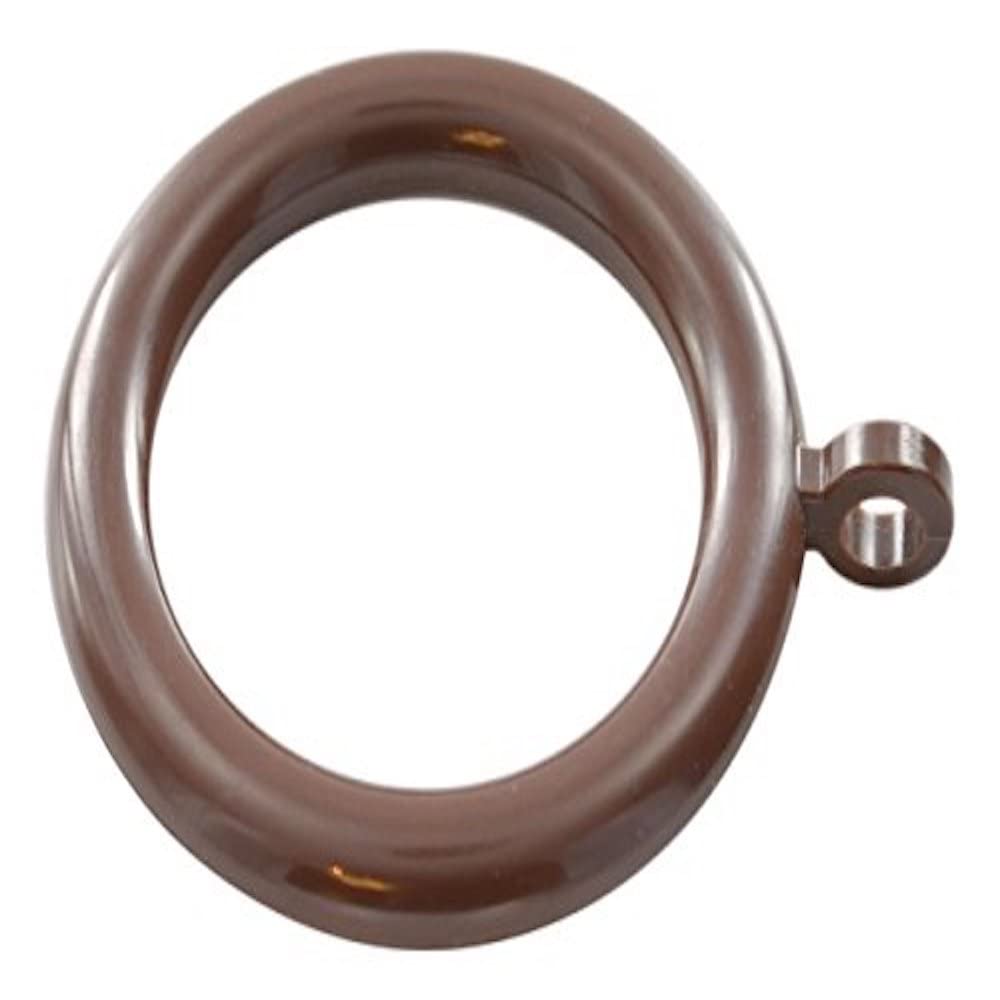 Merriway Dark Brown Bh04509 (24 Pcs) Plastic Curtain Pole Rod Drapery Rings With Fixed Eye, Inner Diameter 25Mm (1 Inch) And Outer Diameter 33Mm (1.1/4 Inch) - Pack Of 24 Pieces