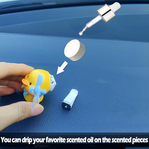 Image of Cute Car Air Freshener Vent Clips, 3D Animal with Mini Fan Diffuser Vent Clip, Air Conditioning Decoration Car Accessories for Women and Men