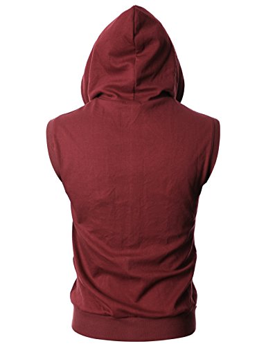 Image of Ohoo Mens Slim Fit Sleeveless Lightweight Zip Up Hooded Sweatshirt Vest Hoodie
