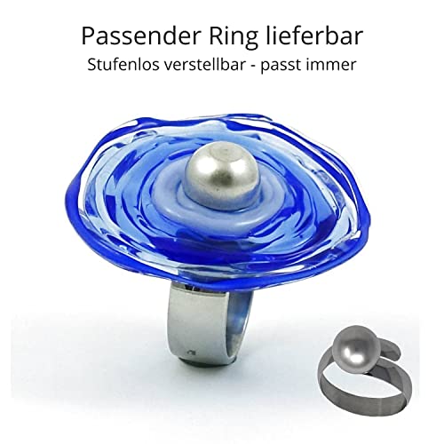 Elegante Kette mit einzigartigem Schmuckanhänger aus Murano-Glas/Glas-Wechsel-Schmuck/Unikat handmade/Personalisiertes Geschenk für Sie zum Jahrestag Geburtstag Muttertag (Blau)