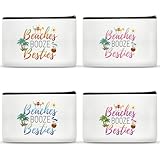 SEAOYOZO 4Pcs Girls Trip Gifts Favors Makeup Bags Friendship for Women Beach Travel Essentials Beaches Booze Besties Beach Accessories Bachelorette Party Favors Birthday Christmas
