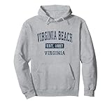Virginia Beach Virginia VA Vintage Sports Design Navy Print Pullover Hoodie