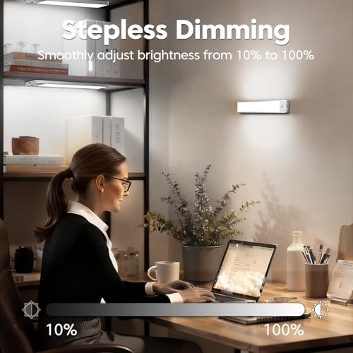 Under Cabinet Kitchen Lights 3 Pack - 6000K LED Motion Sensor Lights Indoor, 1100mAh Rechargeable Light, Dimmable & Magnetic Wireless Under Counter Lights for Cupboard|Shelf|Wardrobe|Stairs, 20CM - Image 6