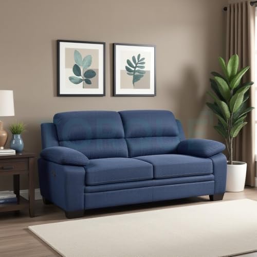 Image of Torque - Jett Premium Fabric 2 Seater Sofa Set for Living Room (Blue) | Stylish Comfortable 2 Seat Sofa for Guest Room Home Centre