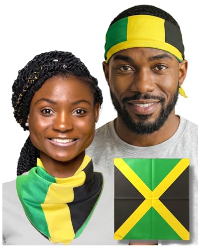 Jamaican Flag Bandana Large Jamaica Flag Bandana Headband Jamaican Headwrap Jamaica Clothing Bandanna