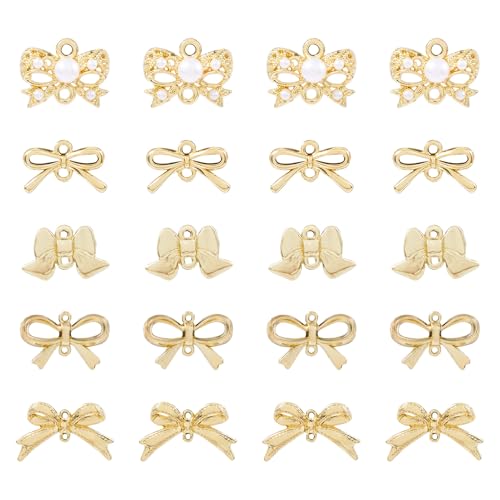 Beadthoven 20pcs Alloy Bowknot Links Bow Knot Shape Connector Charms Bow Tie Pendants Double Loop for Necklace Bracelet Earring Keychain Jewelry Making DIY Craft