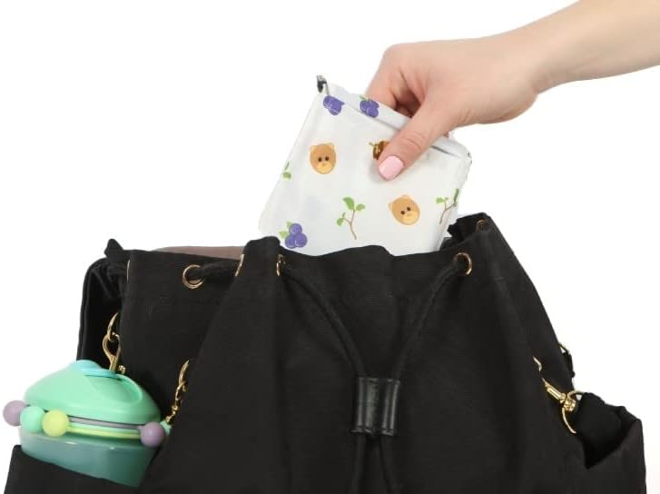 Miniatura 3 de melii Babero plegable para bebés y niños pequeños con bolsa de viaje integrada y cuchara grande, paquete de 2, sin BPA (oso)