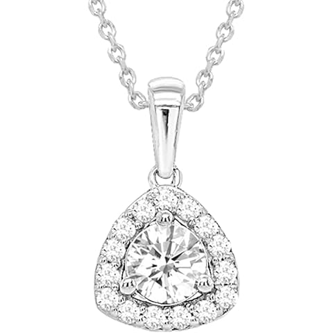 IGI Certified 1/2 Carat Lab Grown Diamond Necklace Round Diamond Solitaire with Tri...