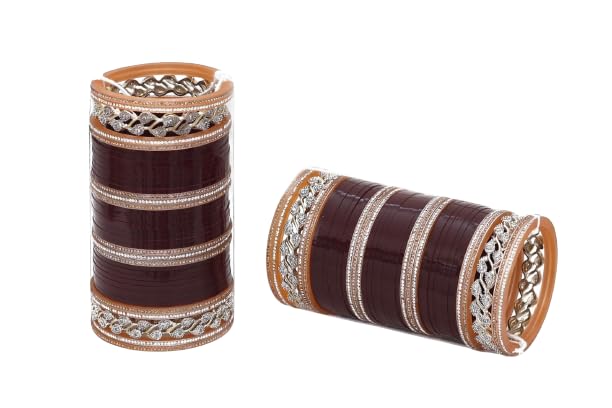 Zoonic Womens Designer Bridal Dulhan Punjabi Chuda Bangle Set for Ladies (Bangles-2-DarkMaroon-2.6) (B0C8JDKZX9) Amazon Price History, Amazon Price Tracker