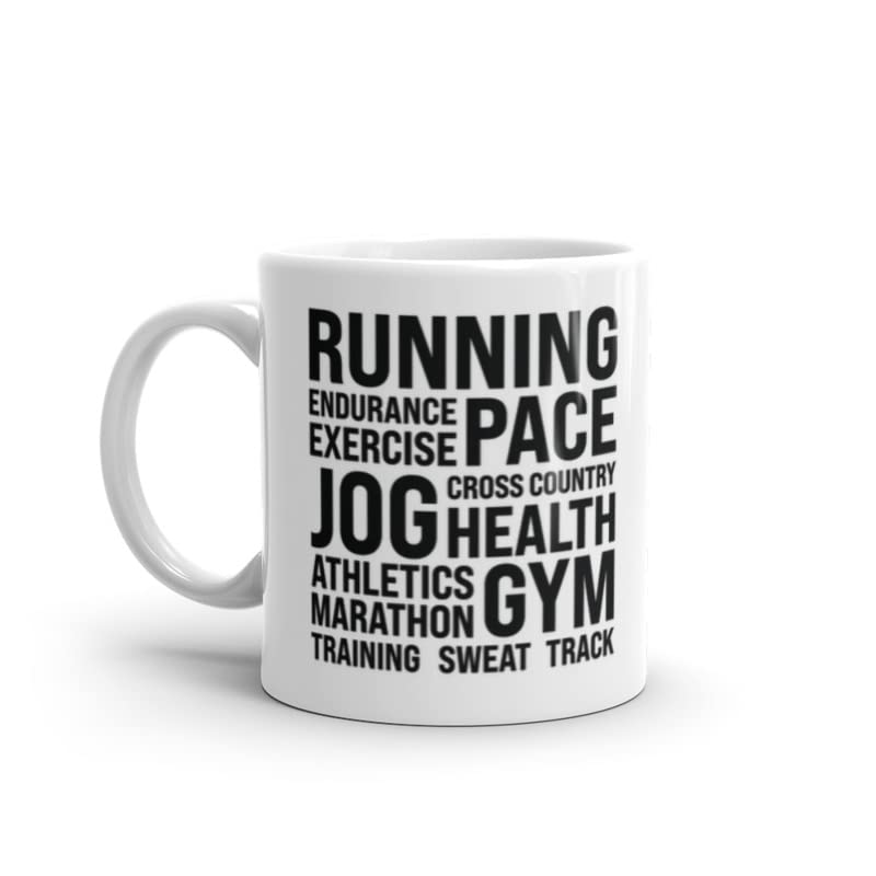 DV DESIGN 1 x Running Mug - Words Thoughts Running Marathon Exercise Track Men Gift #77754