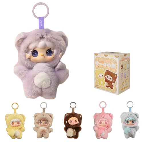 MTNSPTCR Yooki Take a Bite of Bear Series Plush Blind Box 1 PCS- Cute Vinyl Face Random Design Action Figures, Collectible Mystery Stuffed Toys Bag Charm Birthday for Girls