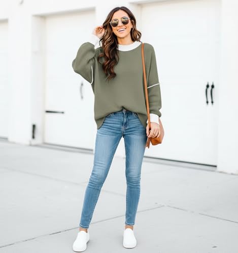 Image of Womens Oversized Sweaters Fall 2026 Fashion Clothes Colorblock Knit Tops