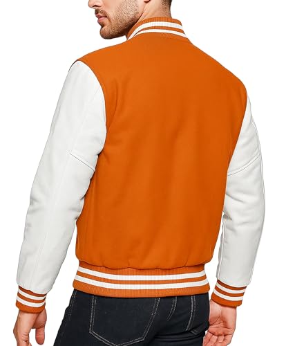 Image of Mens Varsity Letterman Baseball Bomber Jacket | Casual Fashion Wool & Faux Leather College /High School Jackets