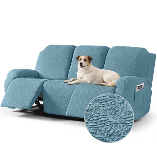 Image of Timeles Recliner Covers for 3 Seater Reclining Couch Covers Sofa Slipcover Furniture Protector for Dogs and Pets Stretch Soft Washable (Three-Seater, Teal)