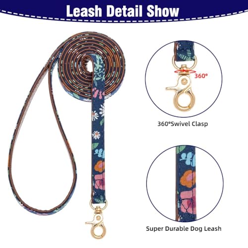 Image of EXPAWLORER Dog Collar and Leash Set - Classic Plaid Dog Bow Tie and Dog Bandana Collar with Bell, Dog Leash Tangle Free, Adjustable Collars for Small Medium Large Dogs Cats, Holiday Ideal Gift