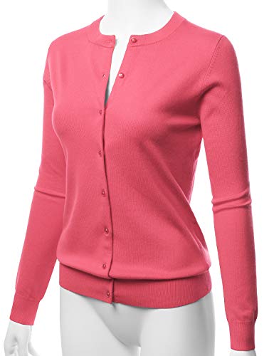 Image of LALABEE Women's Crew Neck Gem Button Long Sleeve Soft Knit Cardigan Sweater