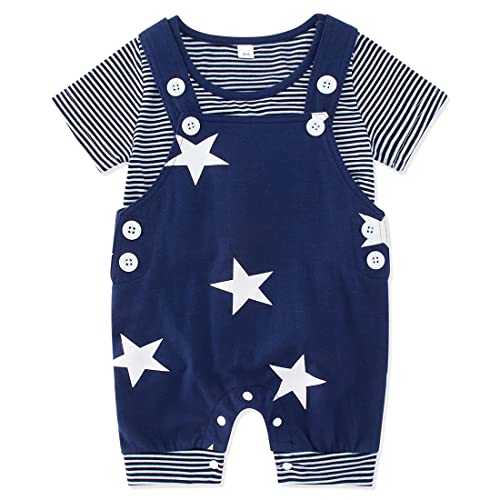 Baby Junge Kleidung Sommer Babykleidung Jungen Set Strampler Latzhose Babysachen Kurzarm Bekleidungssets für Baby-Jungen 6-9 Monate