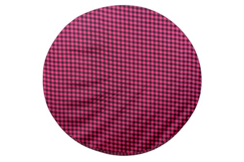 Image of The Furnishing Tree Round Elastic Fitted Center Tpoy Table Cover WxL 20x20 Inches Checkered Pattern Maroon