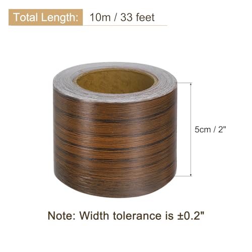 Image of uxcell Wood Grain Tape, 2 inch x33 Ft Self Adhesive Wood Grain Repair Patch for Baseboards, Doors, Floor Repair, Furniture Home Decor Walnut