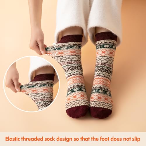Tavaleu Wool Socks - Wool Socks for Women Soft Warm Winter Vintage Crew Socks Casual4
