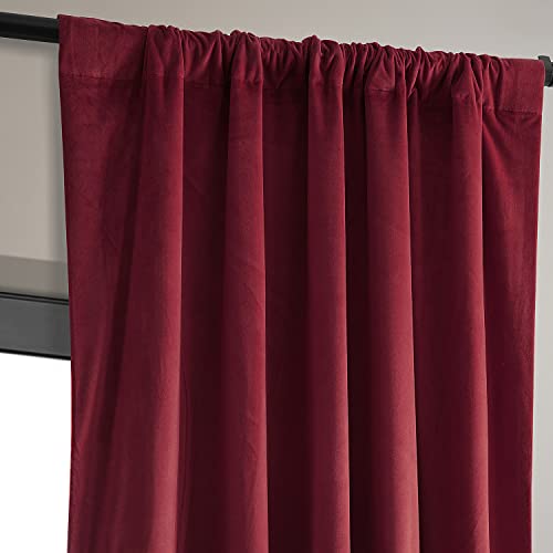 HPD Half Price Drapes Signature Velvet Thermal Blackout Curtains for Living Room 108 Inch Long (1 Panel) Rod Pocket Insulated Blackout Curtains for Bedroom Window Curtains, 50W x 108L, Moroccan Red