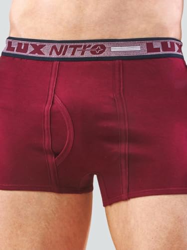 Image of Lux Nitro Men's Semi Long Trunk | 100% Cotton | Super Soft Waistband | Breathable & Comfortable Fit Pack of 4