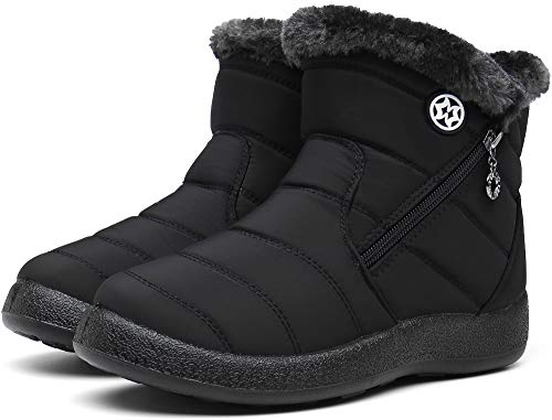 Gaatpot Damen Winterstiefel Wasserdicht Warm gefütterte Schneestiefel Winterschuhe Winter Kurzschaft Stiefel Boots Schuhe Schwarz 40