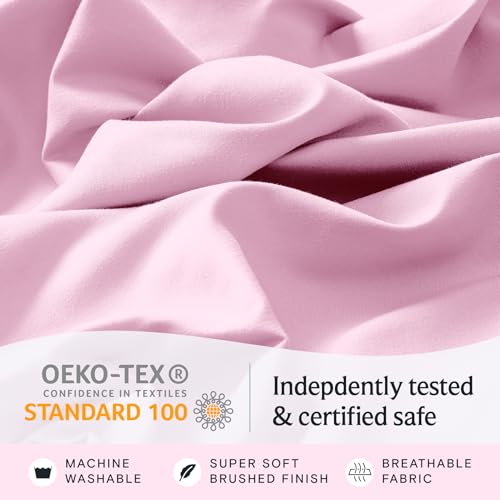 Image of LuxClub 4 PC Sheet Set Bed Sheets Deep Pockets 16 inch Eco Friendly Wrinkle Free Cooling Machine Washable Hotel Bedding Silky Soft - Powder Pink King