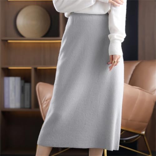 Autumn and Winter Wool Skirt Mid-Length Skirt Women's High Waist Cashmere Thick A-Line Knitted Bottoming Skirt4