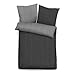 Produktbild biberna 0840500 Melange-Flanell Uni Bettwäsche Garnitur mit Kopfkissenbezug mit Paspel (Baumwolle) 1x 155x220 cm + 1x 80x80 cm, Titanium
