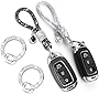 Car Keychain for Women,Keychain Accessories With Bling Rhinestones,Car Key Chains Fashionable Glitter Key Ring with Horseshoe Buckle Screwdriver (White and Black)