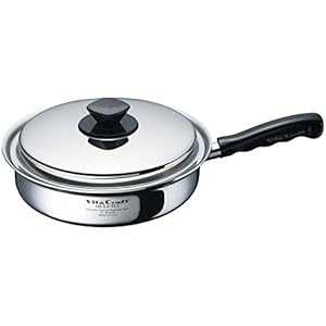 Vitacraft 6131 Hex Supply Frying Pan, 9.6 inches (24.5 cm), Induction Compatible, Stainless Steel, Lid Included, Made in the USA, Silver