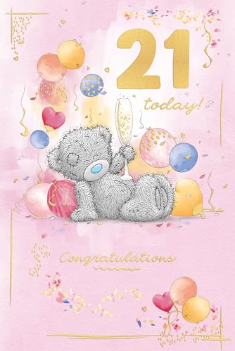 Me To You Tatty Teddy 21 Today Luxury Gold Embellished Birthday Card 6 X 9 Inches - Official Collection
